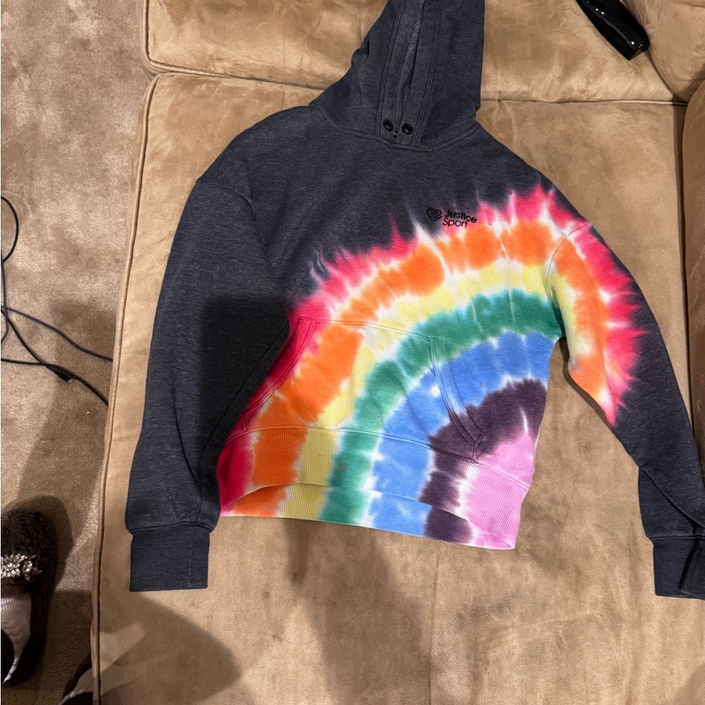 Justice Gray Hoodie with Pink Logo